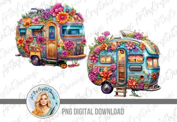 Download Colorful Floral Boho Camper PNG Design - Camper png Collection