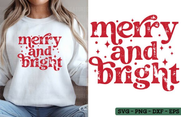 Download Merry and Bright SVG Retro Christmas PNG - Christmas png Collection